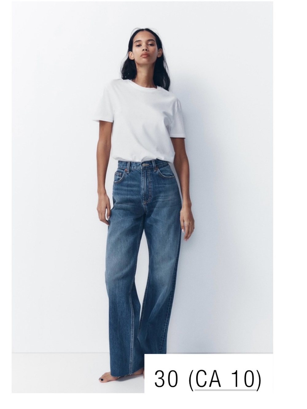 Zara High-Rise Wide-Leg Jeans in Blue